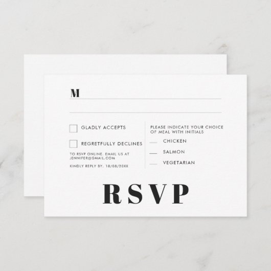 Minimalistische RSVP-Karten für Hochzeiten Einladung (Vorne/Hinten)