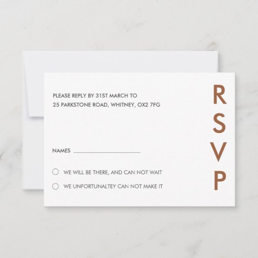 Minimalistische RSVP-Karten für Hochzeiten Einladung (Vorderseite)