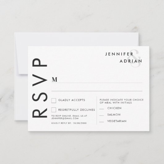 Minimalistische RSVP-Karten für Hochzeiten Einladung (Vorderseite)