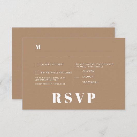 Minimalistische RSVP-Karten für Hochzeiten Einladung (Vorne/Hinten)