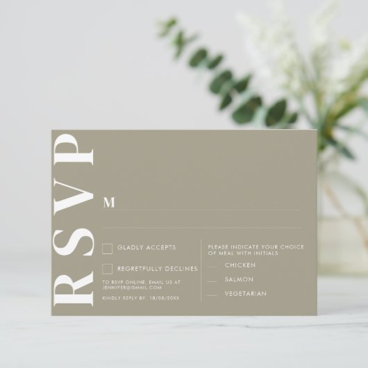 Minimalistische RSVP-Karten für Hochzeiten Einladung (Stehend Vorderseite)