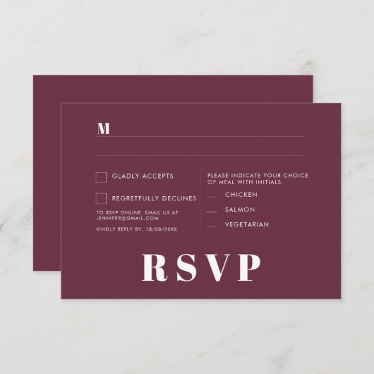 Minimalistische RSVP-Karten für Hochzeiten Einladung (Vorne/Hinten)