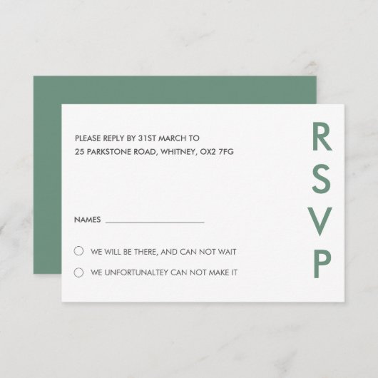 Minimalistische RSVP-Karten für Hochzeiten Einladung (Vorne/Hinten)