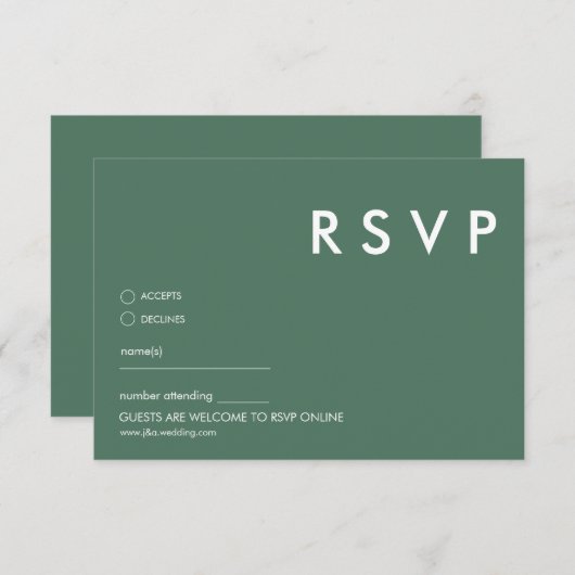 Minimalistische RSVP-Karten für Hochzeiten Einladung (Vorne/Hinten)