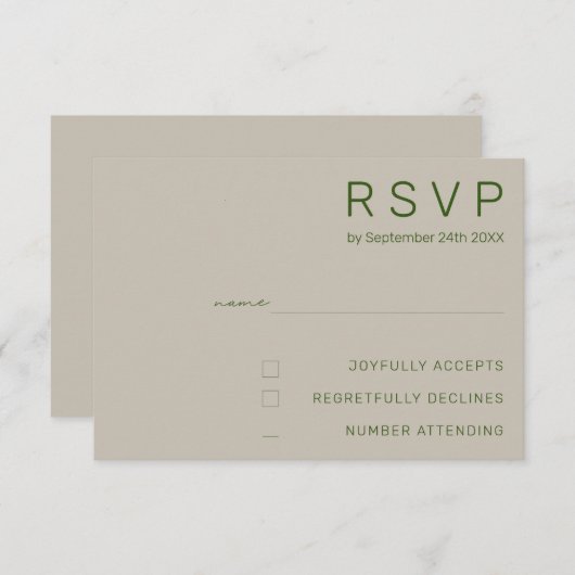 Minimalistische RSVP-Karten für Hochzeiten Einladung (Vorne/Hinten)