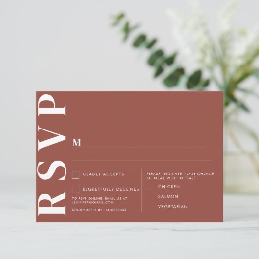 Minimalistische RSVP-Karten für Hochzeiten Einladung (Stehend Vorderseite)