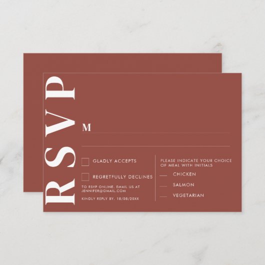 Minimalistische RSVP-Karten für Hochzeiten Einladung (Vorne/Hinten)