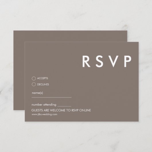Minimalistische RSVP-Karten für Hochzeiten Einladung (Vorne/Hinten)