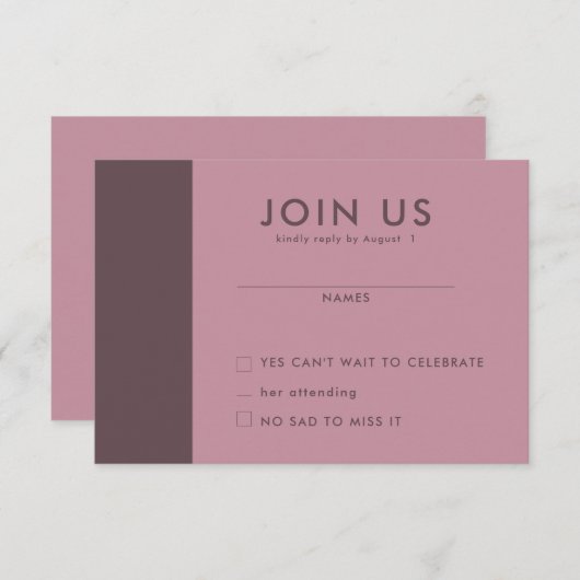 Minimalistische RSVP-Karten für Hochzeiten Einladung (Vorne/Hinten)