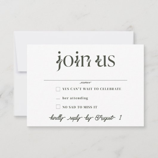 Minimalistische RSVP-Karten für Hochzeiten Einladung (Vorderseite)