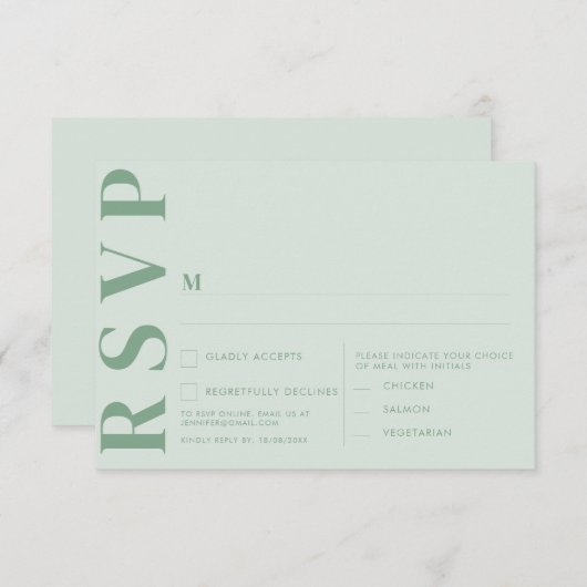 Minimalistische RSVP-Karten für Hochzeiten Einladung (Vorne/Hinten)