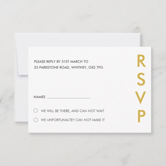 Minimalistische RSVP-Karten für Hochzeiten Einladung (Vorderseite)