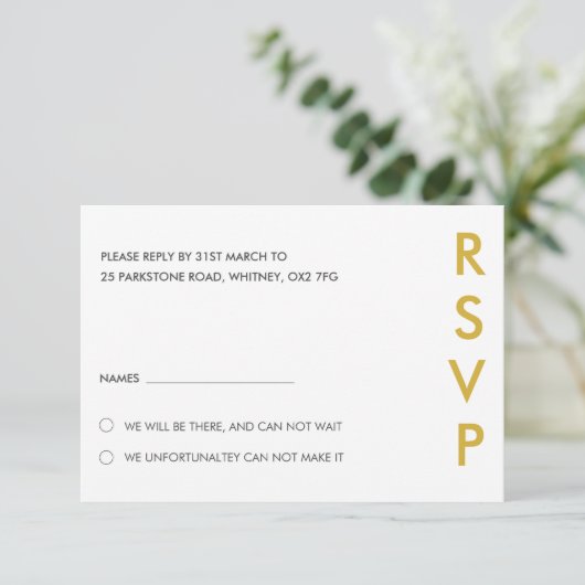 Minimalistische RSVP-Karten für Hochzeiten Einladung (Stehend Vorderseite)