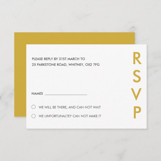Minimalistische RSVP-Karten für Hochzeiten Einladung (Vorne/Hinten)