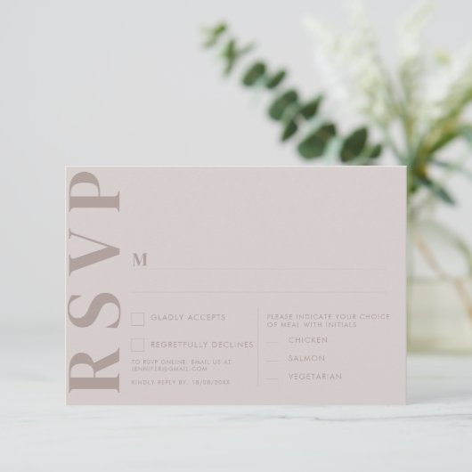 Minimalistische RSVP-Karten für Hochzeiten Einladung (Stehend Vorderseite)