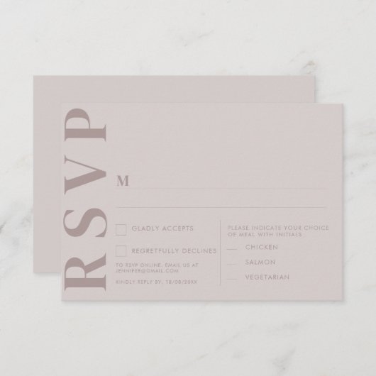 Minimalistische RSVP-Karten für Hochzeiten Einladung (Vorne/Hinten)