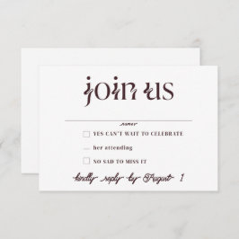 Minimalistische RSVP-Karten für Hochzeiten Einladung