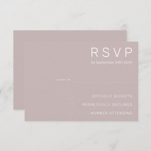 Minimalistische RSVP-Karten für Hochzeiten Einladung (Vorne/Hinten)