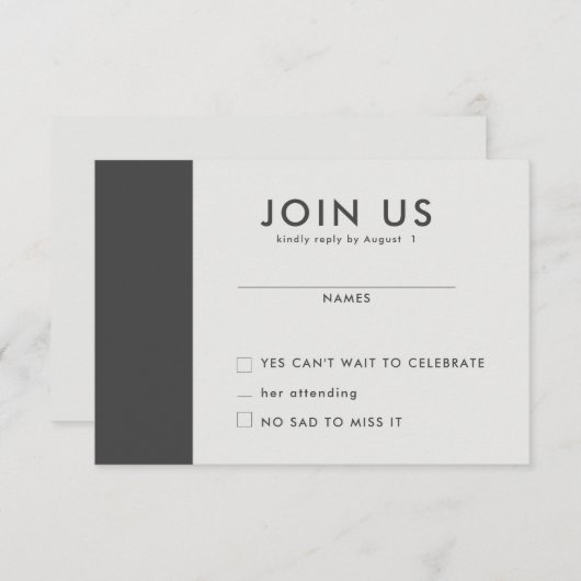 Minimalistische RSVP-Karten für Hochzeiten Einladung (Vorne/Hinten)