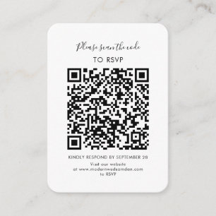 Minimalistische RSVP mit QR-Code Skript Begleitkarte