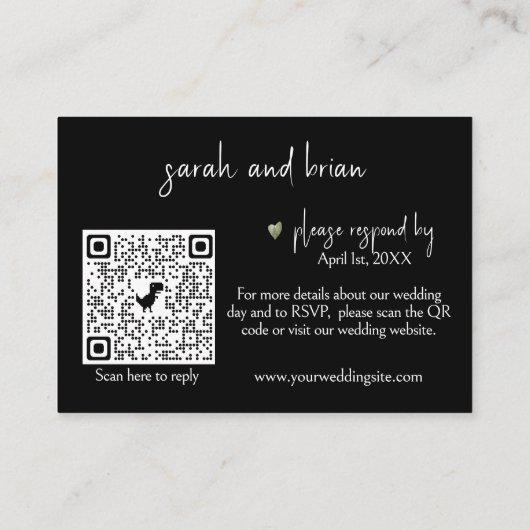 Minimalistische RSVP QR Code-Umschließungskarte fü Begleitkarte (Rückseite)
