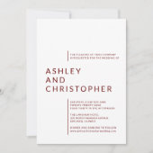 Minimalistische Ruby Red Abgeschieden Names Foto H Einladung (Vorderseite)