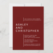 Minimalistische Ruby Red Abgeschieden Names Foto H Einladung (Vorderseite)