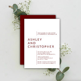 Minimalistische Ruby Red Abgeschieden Names Weddin Einladung