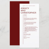 Minimalistische Ruby Red Abgeschieden Names Weddin Menükarte (Vorne/Hinten)