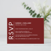 Minimalistische Ruby Red Modern RSVP-Karte RSVP Karte (Stehend Vorderseite)