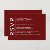 Minimalistische Ruby Red Modern RSVP-Karte RSVP Karte (Vorne/Hinten)