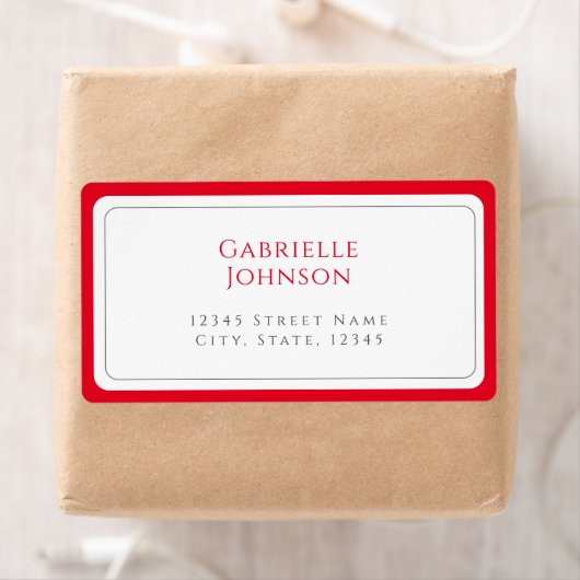 Minimalistische Rücksendeadresse Weiß und Kirschro (Insitu)