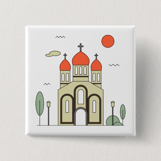 Minimalistische russisch-orthodoxe Kirche Button (Vorderseite)