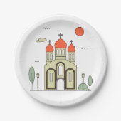 Minimalistische russisch-orthodoxe Kirche Pappteller (Vorderseite)