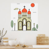 Minimalistische russisch-orthodoxe Kirche Poster (Küche)