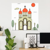 Minimalistische russisch-orthodoxe Kirche Poster (Heimbüro)
