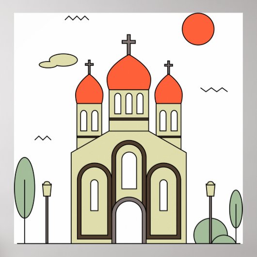 Minimalistische russisch-orthodoxe Kirche Poster (Vorne)