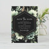 Minimalistische Rustikale Blumenfeier Grüne Hochze Save The Date (Stehend Vorderseite)