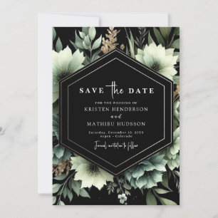 Minimalistische Rustikale Blumenfeier Grüne Hochze Save The Date