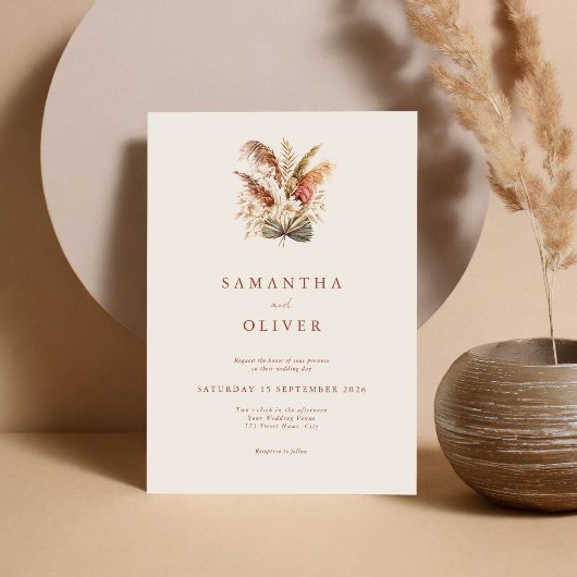 Minimalistische Rustikale Boho Floral Wedding Einladung