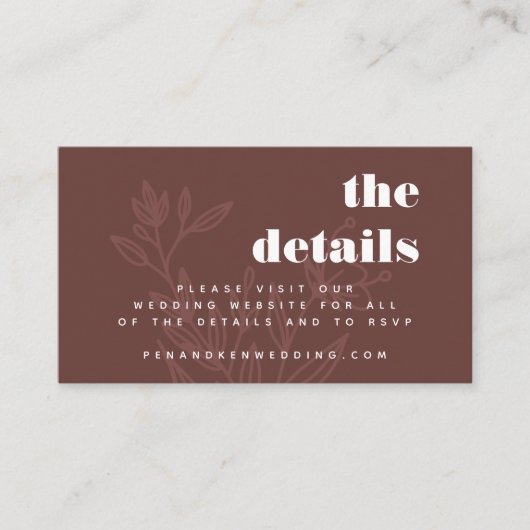 Minimalistische Rustikale Braun Blumenstrauß Kunst Begleitkarte (Vorderseite)