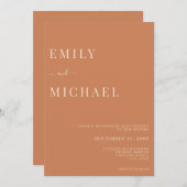 Minimalistische Rustikale Burnt Orange Hochzeit Ei Einladung (Vorne/Hinten)