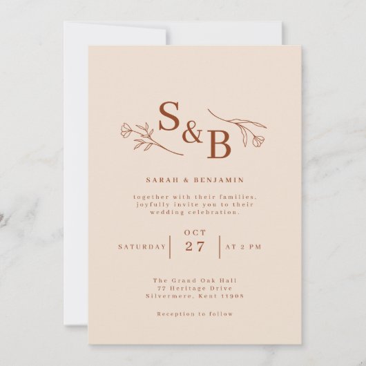 Minimalistische Rustikale Elegante Hochzeit im Her Einladung (Vorderseite)