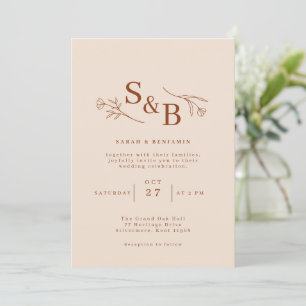 Minimalistische Rustikale Elegante Hochzeit im Her Einladung