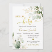 Minimalistische Rustikale Eukalyptus Greenery Baby Einladung (Vorderseite)