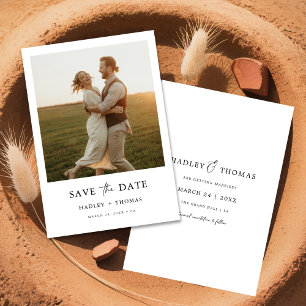 Minimalistische Rustikale Foto Budget Hochzeit Save The Date