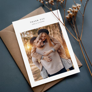 Minimalistische Rustikale Foto-Hochzeit Dankeskarte