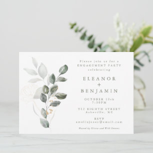 Minimalistische Rustikale Gold Greenery Engagement Einladung