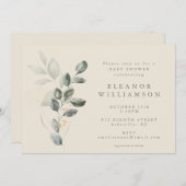 Minimalistische Rustikale goldgrüne Kinderdusche Einladung (Vorne/Hinten)