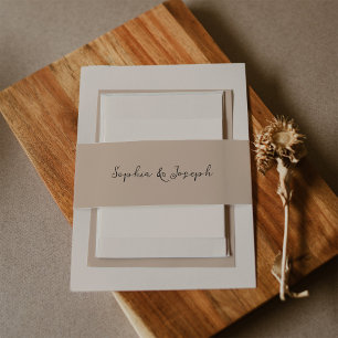 Minimalistische Rustikale Hochzeit   Dunkle neutra Einladungsbanderole